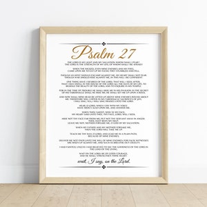Psalm 27 Poster, Bible Verse Print, Scripture Wall Art, Modern Christian Art, Christian KJV Artwork, Baptism gift, Faith Decor