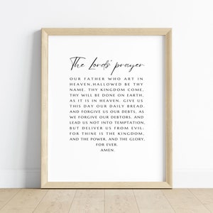 The Lord&#39;s Prayer Print, Christian Wall Art Prayer Our Father Poster, Matthew 6:9, Modern Christian Art, Scripture Wall Decor