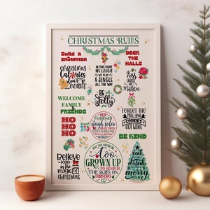 Christmas Rules Print, Christmas Decor, Christmas Printable Wall Art, Season Home Decor, Holiday Decor, Festive Funny Gift