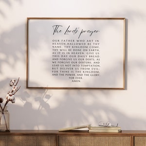 The Lord&#39;s Prayer Wall Art, Horizontal Our Father Prayer Print, Christian Prayer Our Father Print, Minimalist Scripture Wall Decor, KJV