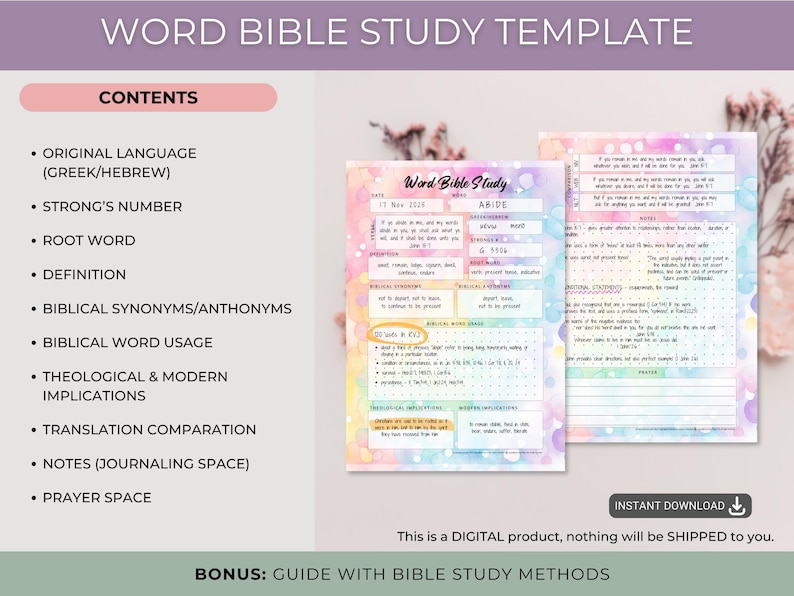 Word Bible Study, Bible Study Printable, in Depth Digital Bible Study ...
