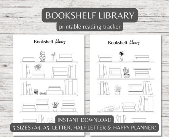 Book Reading Tracker Printable Bookshelf Portrait Reading Log Reading  Journal Reading Challenge Reading Journal Insert Cat Booktok Tracker 