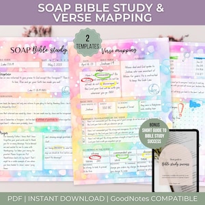 Verse Mapping, studio biblico SOAP stampabile, strumenti di studio biblico digitale, diario di studio biblico per principianti, diario devozionale PDF