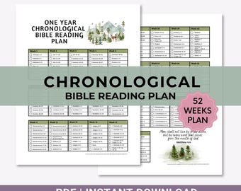 Yearly Chronological Bible Reading Plan Printable One Year Bible Reading Checklist 52 week Bible Reading Schedule Bible Reading Tracker