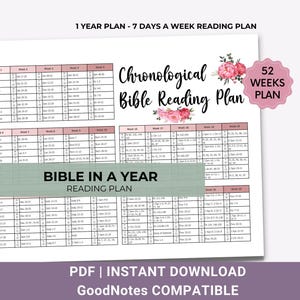 Chronological Bible Reading Plan: 1 Year Tracker Printable PDF