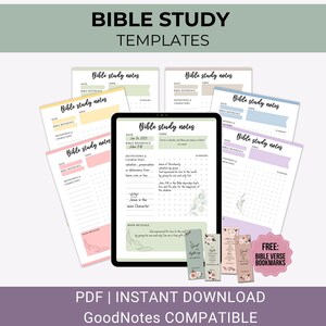 Bible Study Templets Bundle Beginner Bible Study Guides Digital Bible journal Daily Devotional Faith Journal