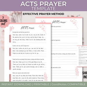 Prayer method ACTS, Bible Prayer journal for beginners,  Bible Study Printable, Daily Devotion, Women&#39;s Bible study, Faith Journal