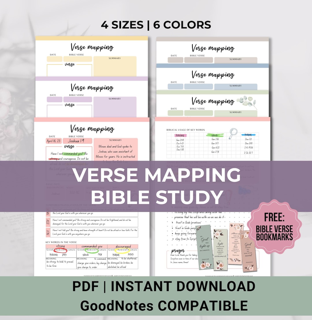 Bible Verse Mapping Printable SET Template, Digital Bible Study ...