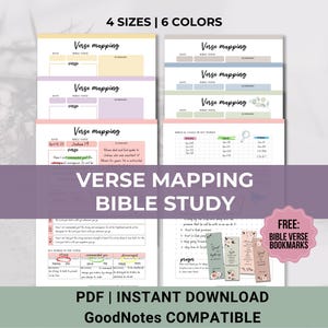 Bible Verse Mapping Printable SET template, Digital Bible Study Printable, Bible Study Tools, Scripture Mapping, Scripture Map Study