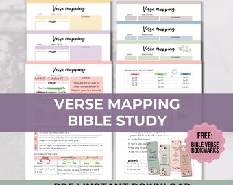 Bible Verse Mapping Printable SET template, Digital Bible Study Printable, Bible Study Tools, Scripture Mapping, Scripture Map Study