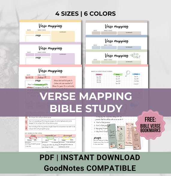 Bible Verse Mapping Printable SET template, Digital Bible Study Printable, Bible Study Tools, Scripture Mapping, Scripture Map Study