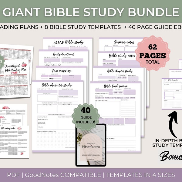 Bible Study Journal Printable, Faith journal Purple, Essential Bible study guide, Printable Bible study for Women, Digital Bible Study