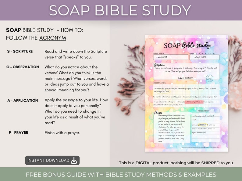 Verse Mapping SOAP Bible Study Printable Digital Bible Study Etsy