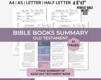 Books of The Bible Summary Recap, Printable Single Book Bible Summary Guide – Old Testament, Bible Study Tool, Bible Breakdown for Beginners
