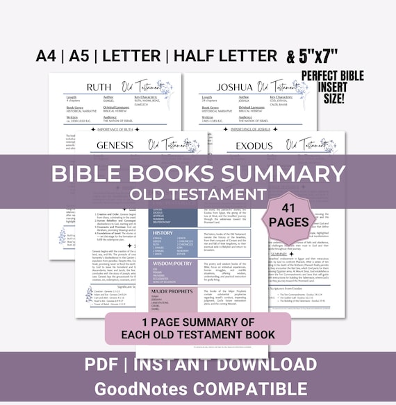 Books of The Bible Summary Recap, Printable Single Book Bible Summary Tip in Old Testament, Bible Study Tool, Bible Breakdown for Beginners