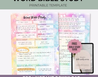 Word Bible Study, Bible Study Printable, In depth Digital Bible Study, Scripture Study Notes, PDF Bible worksheets