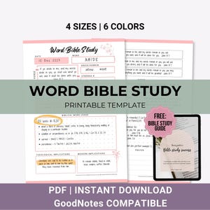 Word Bible Study, Bible Study Printable, In depth Digital Bible Study, Scripture Study Notes, PDF Bible worksheets