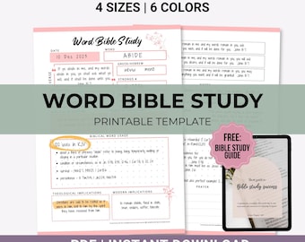 Word Bible Study, Bible Study Printable, In depth Digital Bible Study, Scripture Study Notes, PDF Bible worksheets