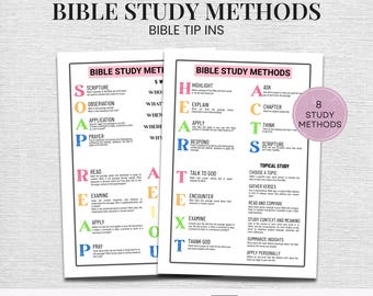 Bible Tip ins Bible Study Methods 2-Page Mini Guide Bible Journaling Faith Planner Inserts Printable