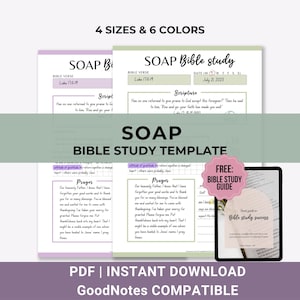 SOAP Bible Study Template, Bible Study for Beginners, Digital Bible Study, SOAP journal for Woman, Devotional Prayer Journal