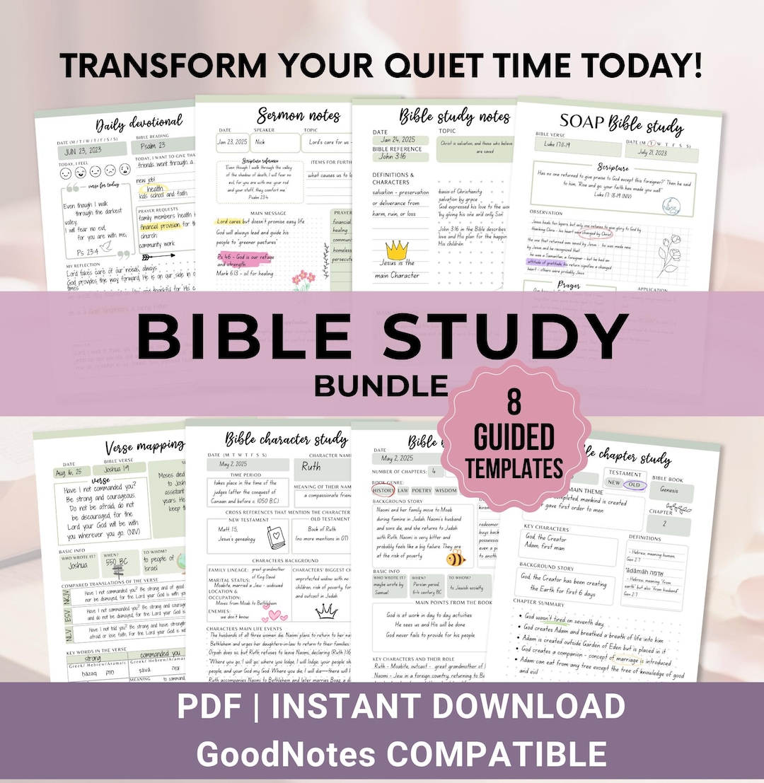 Bible Study Templates Printable Bible Study Worksheets Prayer Journal ...