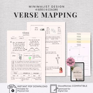 Verse Mapping Printable, Bible Study Template, Minimalist Scripture journal inserts, Devotional Journal, Bible Study Template