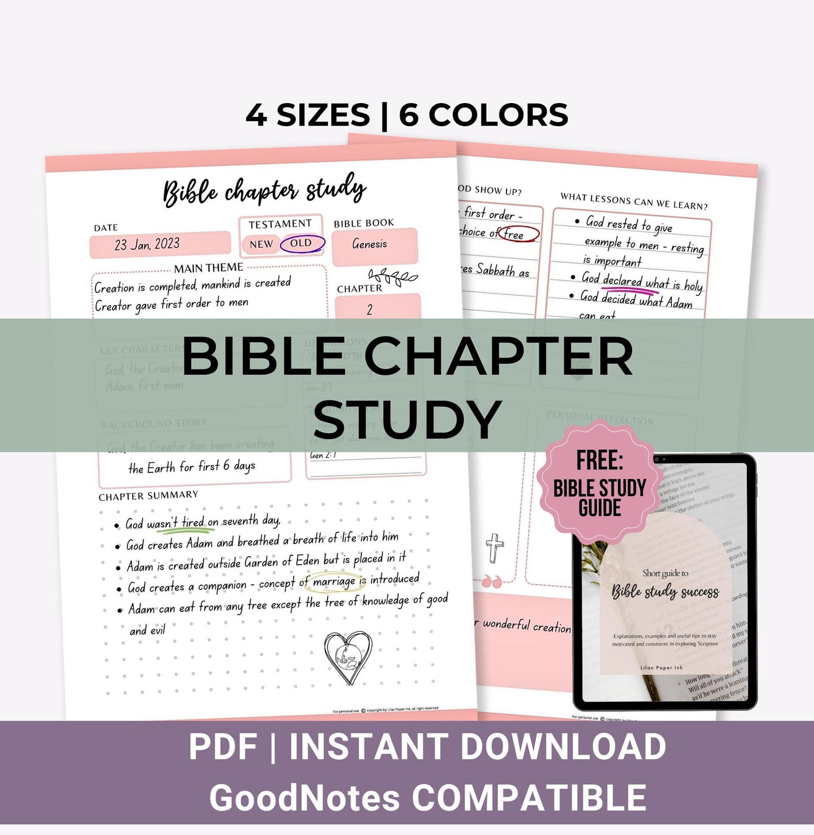 Bible Chapter Study in Depth Bible Study Journal Printable Bible ...