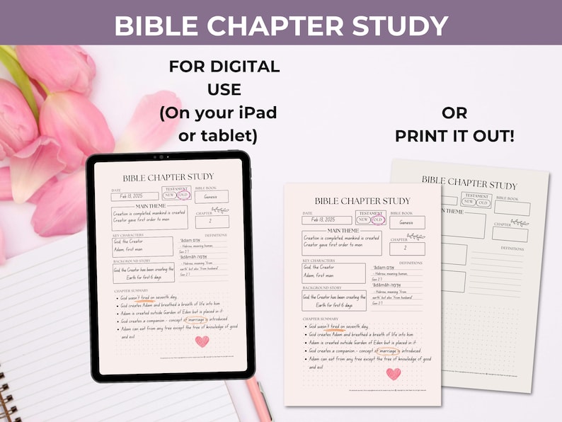 Bible Chapter Study in Depth Bible Study Printable Guide Minimalist ...