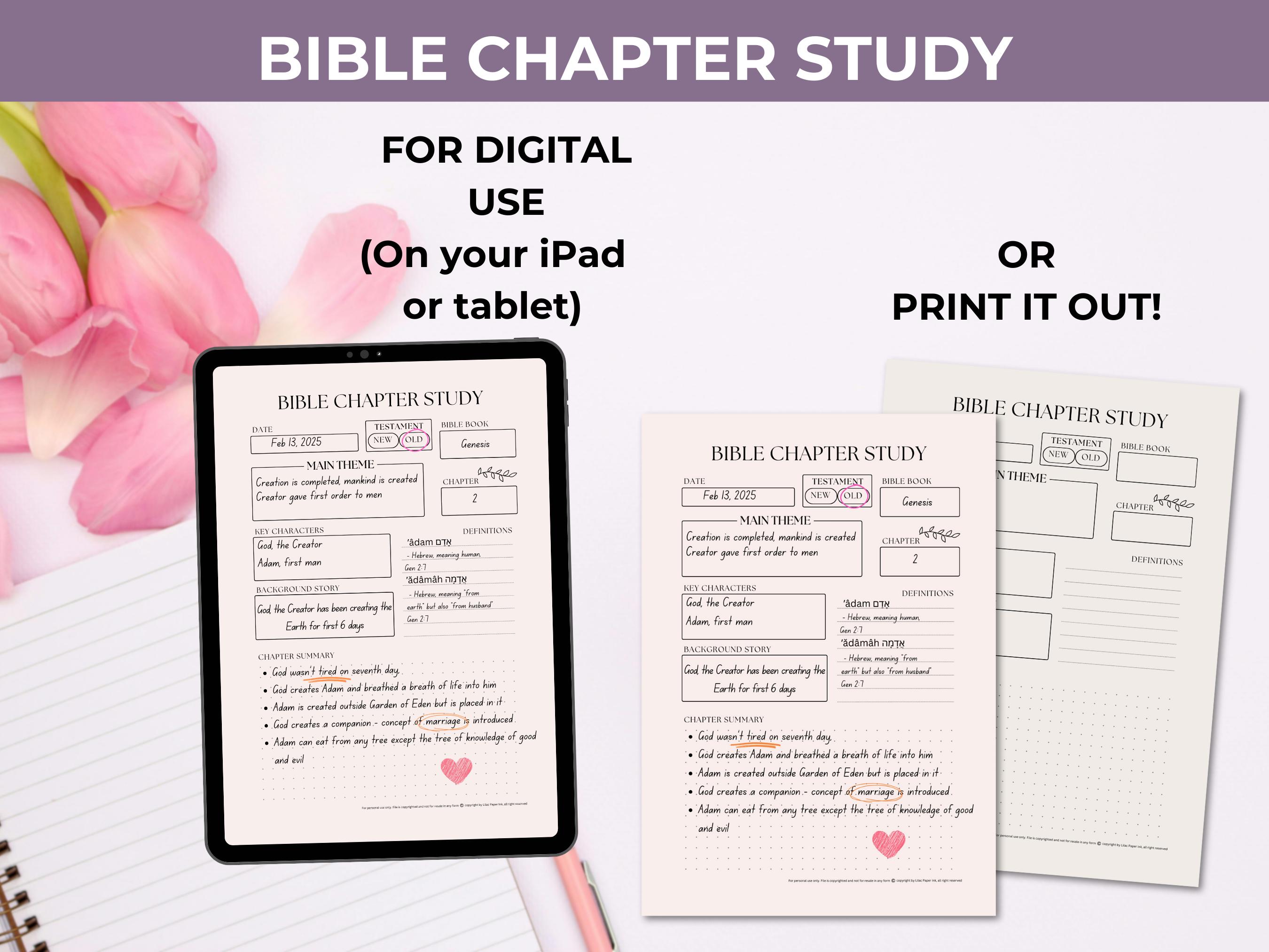 Bible Chapter Study in Depth Bible Study Printable Guide Minimalist ...