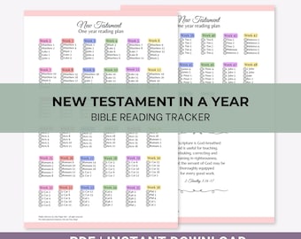 Bibellese-Tracker Neues Testamente undatiertes Bibelkapitel-Tagebuch Bibellese-täglicher Leseplan Christian Printable