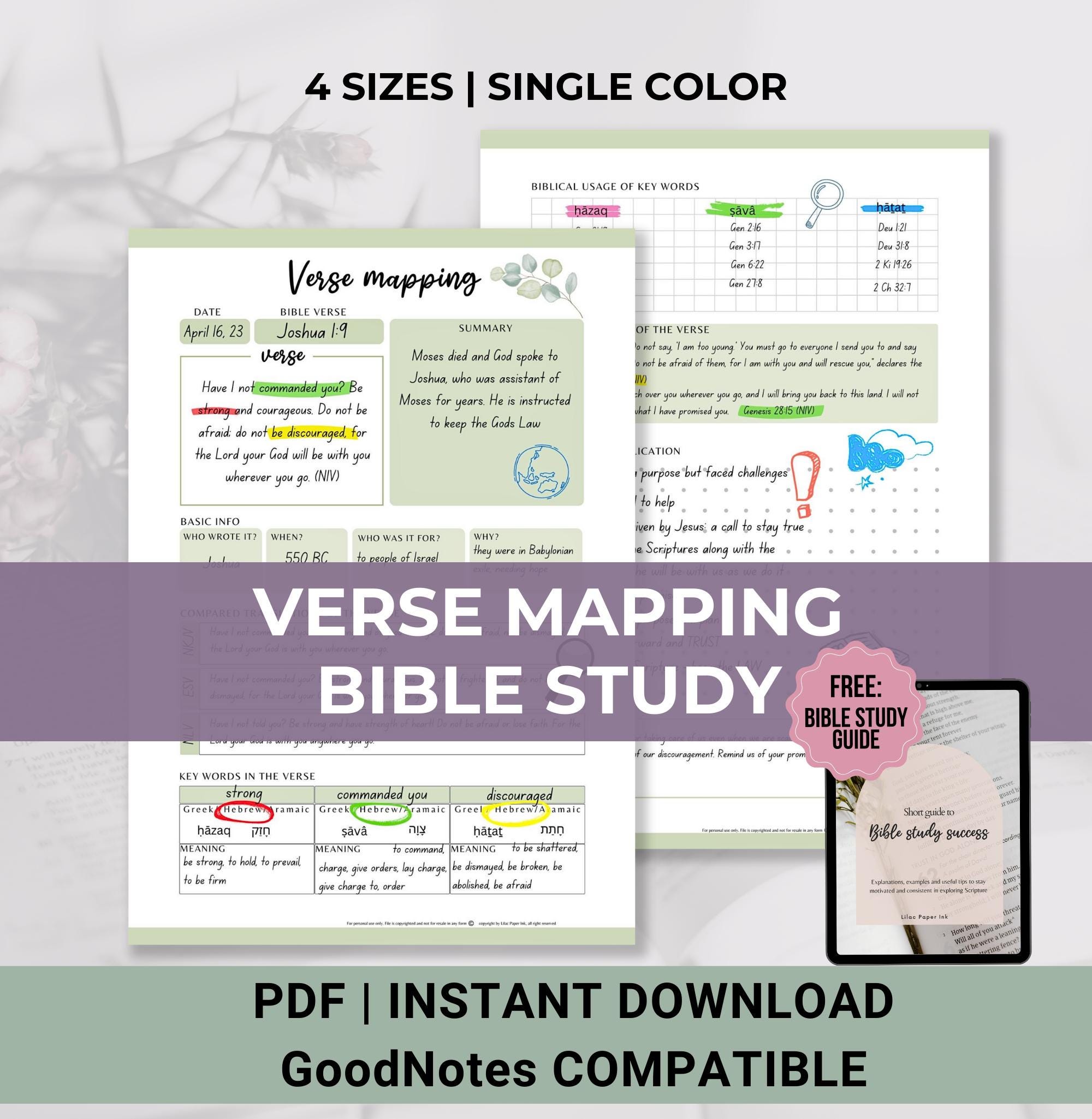 Verse Mapping Printable Bible Study Guide Christian Faith Prayer ...