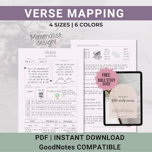 Verse Mapping Printable, Bible Study Template, Minimalist Scripture journal inserts, Devotional Journal, Bible Study Template