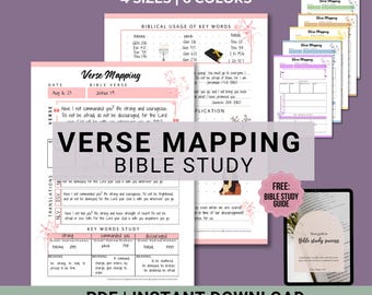 Bible Verse Mapping Printable, Minimalist Bible Study Template, Bible Study Journal, Daily Devotion, Floral