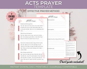 Prayer method ACTS, Bible Prayer journal for beginners,  Bible Study Printable, Daily Devotion, Women's Bible study, Faith Journal