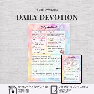 Daily Devotional Journal, Bible Study Printable, Quiet Time Notes, Digital Bible Study, Christian Journal, Faith Planner Inserts, PDF