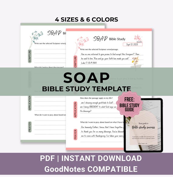 SOAP Bible Study Printable Template, Digital Bible study journal, Devotional journal, Prayer journal, Floral