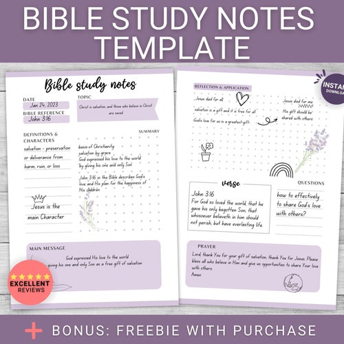 Bible Study Planner Printable Prayer Journal Christian - Etsy