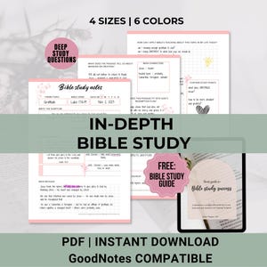 Bible Study Printable, In depth Bible Study Worksheets, Digital Bible Study, Devotional Journal, Prayer Journal, Topical Bible study PDF