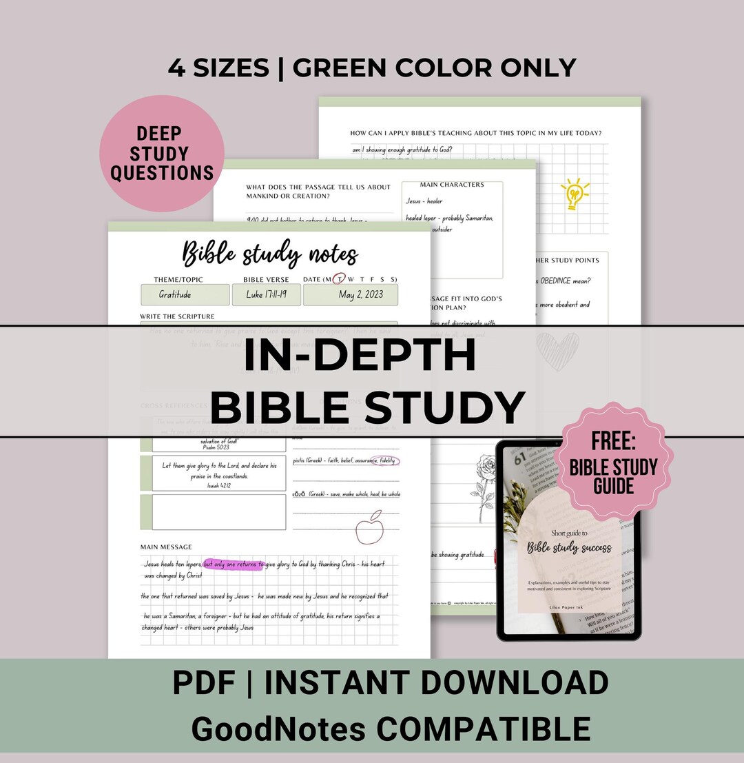 Bible Study Printable, in Depth Bible Study Worksheets, Digital Bible ...
