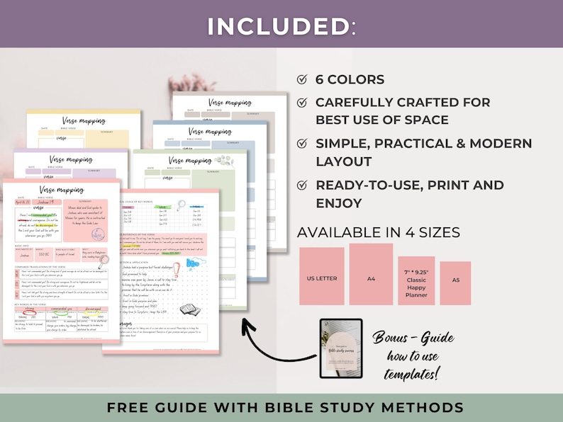 Bible Verse Mapping Printable SET template, Digital Bible Study Printable, Bible Study Tools, Scripture Mapping, Scripture Map Study image 4