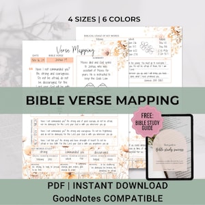 Bible Verse Mapping Printable, Bible Study Template, Boho themed Wildflowers, Bible Study Printable for Women, Bible Journaling