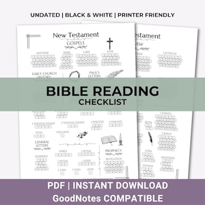 Bible Reading Tracker Undated Bible Reading Checklist Books of the Bible Chapter Reading Plan, Minimalist Bible Coloring reading log
