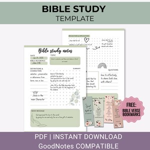 Bible Study Template Topical Bible Study Daily Devotion Faith Journal Printable PDF