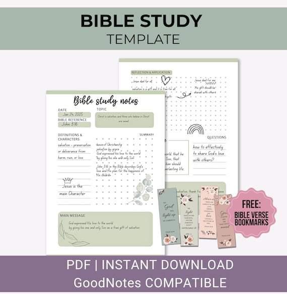 Bible Study Template Topical Bible Study Daily Devotion Faith Journal Printable PDF