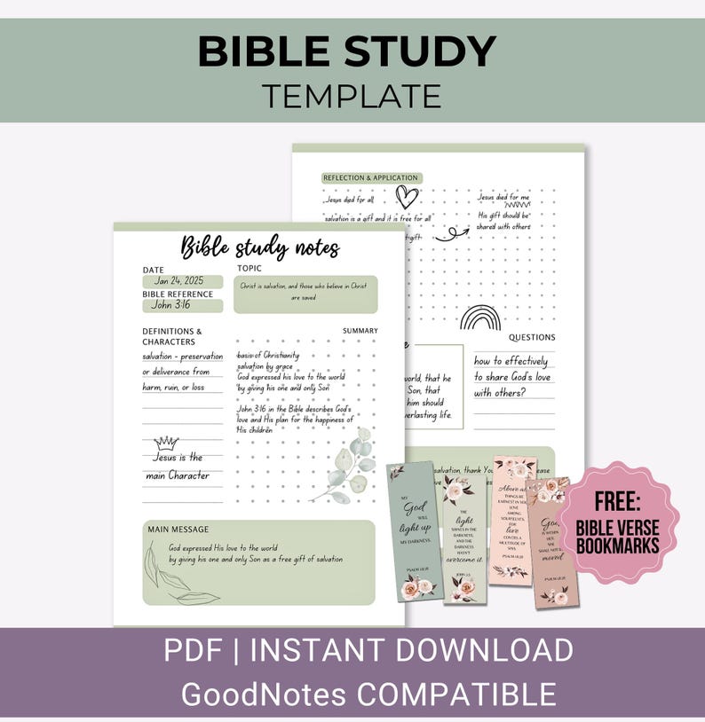 Bible Study Template Topical Bible Study Daily Devotion Faith Journal Printable PDF