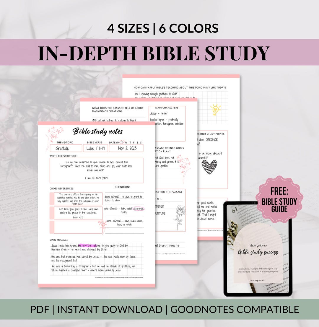 Bible Study Printable, in Depth Bible Study Worksheets, Digital Bible ...