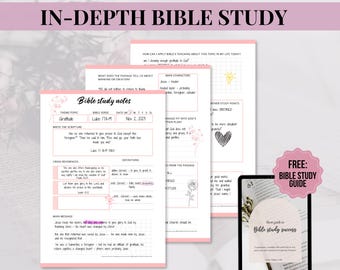 Bible Study Printable, In depth Bible Study Worksheets, Digital Bible Study, Devotional Journal, Prayer Journal, Topical Bible study PDF