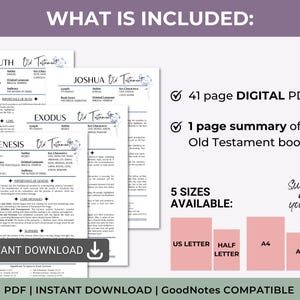 Resumen de los libros de la Biblia, resumen imprimible de un solo libro del Antiguo Testamento, herramienta de estudio bíblico, análisis de la Biblia para principiantes imagen 4