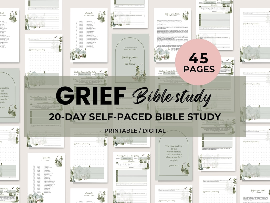 Grief Journal Christian Bible Study Printable Mourning Guided Bible Study Journal 20-day ...