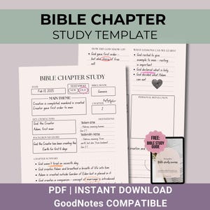 Étude de chapitre de la Bible Étude de la Bible Guide imprimable Modèle de livre biblique minimaliste Journal d'étude de la Bible numérique pour femmes Notes d'étude de la Bible